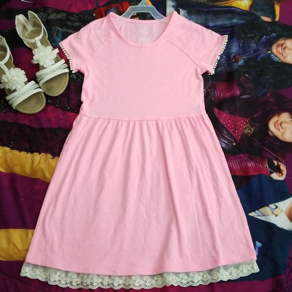 Pink Lace Bottom Dress (Nwot) 7/8